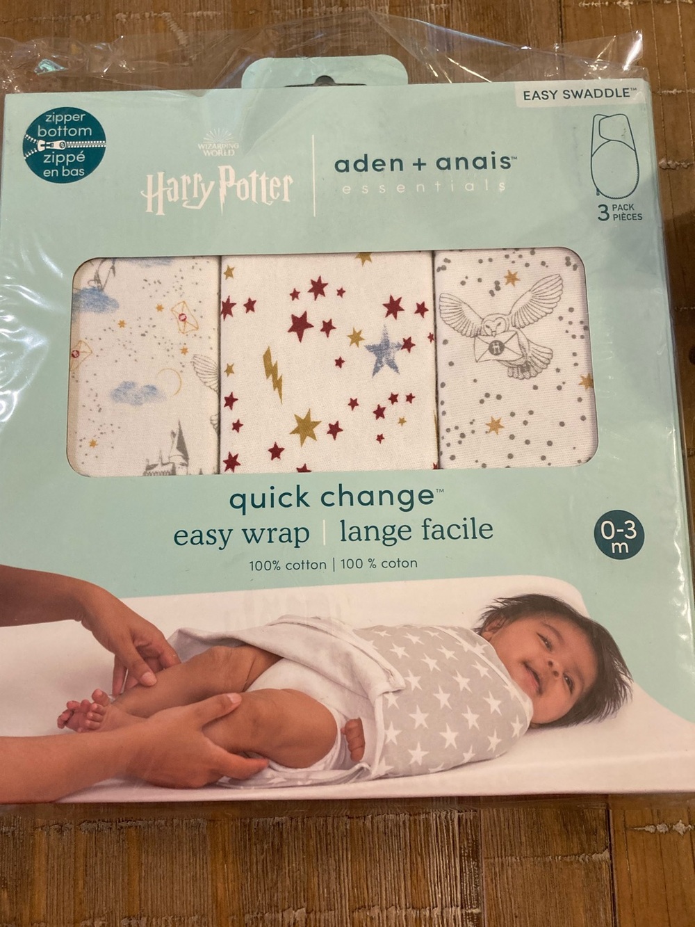 Harry Potter Aden +Anais 3 pk easy swaddle 0-3 Mth NWT